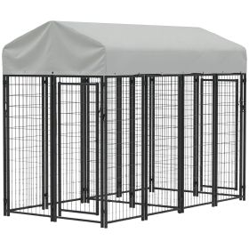 PawHut Outdoor Dog Kennel with Two-Room Design, Water-Resistant & Sun-Proof Cover, for S, M, L Dogs, 7.8' x 4.1' x 6'
