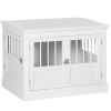 PawHut Wooden Dog Crate End Table, White, Triple Doors, Steel Tubes, for Small Dogs