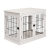 PawHut 26" Wooden Dog Cage Dog Crate Furniture, Indoor Dog Kennel, Dog Cage End Table with 2 Lockable Doors Entrance & Top Shelf, White