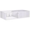 PawHut Wooden Whelping Box for Dogs, Adjustable Entrance, Large Puppy Playpen, 81" x 39" x 20", White
