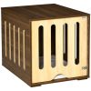 PawHut Elegant Wooden Pet Crate Table with Plush Cushion, Side Entry, Removable Door, Brown