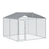 PawHut Large Outdoor Dog Kennel, 98x98x77, Metal Playpen with Lock, Mesh Sidewalls, Weatherproof Cover, Black