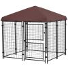 PawHut Outdoor Dog Kennel 4.6x5 with Waterproof Canopy and Large Door Silver