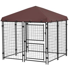 PawHut Outdoor Dog Kennel 4.6x5 with Waterproof Canopy and Large Door Silver