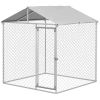 PawHut 6.6x6.6x7.8 Outdoor Dog Kennel for Small Medium Dogs w Waterproof Roof Silver
