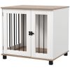 PawHut Dog Crate Furniture, Side Table Indoor Dog Kennel, End Table with Lockable Door for Small and Medium Dogs, Dog Cage, Walnut Brown