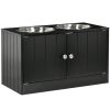 PawHut Raised Pet Feeding Storage Station with 2 Stainless Steel Bowls Base for Large Dogs and Other Large Pets Black