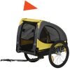 Aosom Medium Dog Bike Trailer with Hitch Coupler Quick Release Wheels Reflectors Safety Flag in Vibrant Yellow
