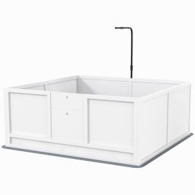 PawHut Whelping Box for Puppies Birth with Pee Pad, Pig Rail, Adjustable Door, for Small Medium Large All Breed Dogs, 49" x 48"