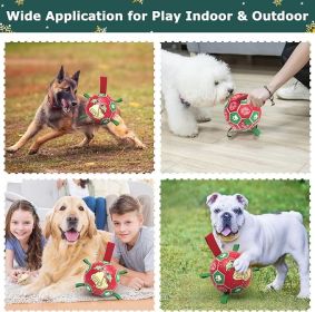 Christmas Dog Soccer Balls with Straps, Interactive Toys for Tug of War, Puppy Birthday Gifts, Durable Balls for Medium Large Dogs (8 Inch)
