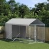 Outdoor Dog Kennel Silver Galvanized steel 6.6 x 19.7 x 8.2 ft