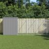 Dog House with Run Light Gray 84.3"x340.6"x71.3" Galvanized Steel