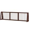 PawHut 28"-75" Freestanding Wooden Pet Gate with Support Feet & Non-Slip Mats for Indoor, Stairway, Doorway, Brown