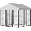 PawHut Outdoor Dog Kennel with Roof with Escape-proof Lock, UV-Resistant & Waterproof Cover, 6' x 6' x 6', Silver