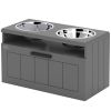 PawHut Elevated Dog Bowls, Large Breed Raised Dogs Bowl Stand with 2 Stainless Steel Bowls, Storage Drawer and Slow Feeder Mat