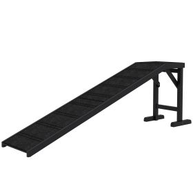 PawHut Dog Ramp w/ Non-Slip Carpet and Top Platform, 74" x 16" x 25", Black