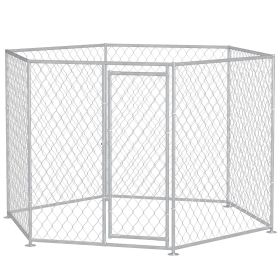 PawHut 9.2' x 8' x 5.6' Dog Kennel Outdoor for Medium and Large-Sized Dogs with Lockable Door, Silver