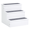PawHut 3 Step Wooden Carpeted Non Slip Pet Stairs Ramp for Cats and Small Dogs - White