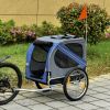 Aosom Pet Bike Trailer for Dogs Blue/Grey Cart with Off-Road Wheels 3 Entrances & Mesh Screen for Safe Travel