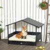 PawHut Wicker Dog House Indoor Outdoor Removable Cushion Lounge Cream White