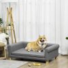 PawHut Medium Large Dog Couch Bed, Pet Sofa with Removable Seat Cushion and Elevated Base, Dark Gray