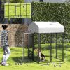 PawHut Welded Wire Outdoor Dog Kennel with 360Â° Rotating & 4 Levels Adjustable Bowls, Waterproof Cover, 3.9' x 3.9' x 6
