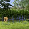 PawHut 8 Piece Dog Agility Set with Adjustable Height Jump Bars, Carry Bag, Displacing Top Bar, Blue