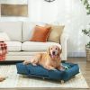 PawHut Raised Dog Couch with Comfortable Cushion, Pine Wood Legs, Foot Pads, for Large-Sized Dogs Indoor Use, Dark Blue