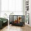 PawHut 48" Heavy Duty Dog Crate Metal Cage Kennel with Lockable Wheels, Double Door and Removable Tray, gray