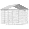 Outdoor Dog Kennel with Roof Silver 9.8'x9.8'x8.2' Galvanized Steel