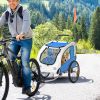 Aosom 2-In-1 Blue Dog Bike Trailer & Pet Stroller, with Canopy & Storage Pockets, Safe and Comfortable