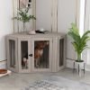 PawHut 48" Corner Dog Crate Furniture, End Table Dog Kennel with Cushion for Medium-Sized Dog, Indoor Use, Dog Cage, Walnut