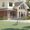 PawHut Outdoor Dog Kennel Galvanized Chain Link Fence Heavy Duty Pet Run House Chicken Coop with Secure Lock Mesh Sidewalls for Backyard, Silver
