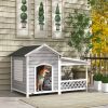 PawHut Outdoor Dog House with Porch, Cabin Style with Asphalt Roof, Doors and Shutter Window, for Medium or Large Size Dog