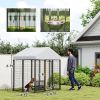 PawHut 5.9' x 4' x 6' Outdoor Dog Kennel with Roof, Rotating & 4-Level Adjustable Bowls