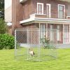 PawHut 9.2' x 8' x 5.6' Dog Kennel Outdoor for Medium and Large-Sized Dogs with Lockable Door, Silver