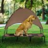 PawHut 48" x 36" Elevated Portable Dog Cot Cooling Pet Bed with UV Protection Canopy Shade, Coffee