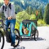 Aosom Cargo Bike Trailer for Pets Blue/Grey Large Wheels 3 Entrances Mesh Screen Off-Road Travel Cart