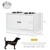 PawHut Elevated Dog Bowls with Storage Cabinet, Large 44L Capacity, Raised Dog Bowl Stand, Pet Food Bowl Feeding Station, White