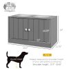 PawHut Large Elevated Dog Bowls with 44L Storage Cabinet, Raised Pet Food Bowl Stand & Feeding Station, Gray