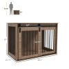 PawHut Large Dog Cage 39x23x27 2-In-1 Crate & End Table Furniture Indoor Walnut Brown