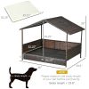 PawHut Rattan Outdoor Dog Bed with Canopy Soft Cushion Removable Cover Medium Large Dogs Cream White