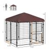 PawHut Outdoor Dog Kennel 4.6x5 with Waterproof Canopy and Large Door Silver