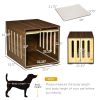 PawHut Elegant Wooden Pet Crate Table with Plush Cushion, Side Entry, Removable Door, Brown