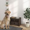 PawHut Dog Food Storage Cabinet with Bowls & Dog Feeding Station, Espresso