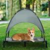 PawHut Elevated Dog Bed with Removable Canopy, Outdoor Dog Cot with UV Protection Canopy Shade, 36 inch Large Pet Bed for Camping, Gray