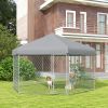 PawHut Large Outdoor Dog Kennel 13.4 x 11.5 ft Waterproof UV Resistant Roof Medium Large Dogs Silver
