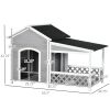 PawHut Outdoor Dog House with Porch, Cabin Style with Asphalt Roof, Doors and Shutter Window, for Medium or Large Size Dog