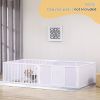 PawHut Wooden Whelping Box for Dogs, Adjustable Entrance, Large Puppy Playpen, 81" x 39" x 20", White