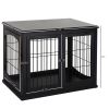 PawHut Modern Wooden Dog Crate Furniture Double Door for Small Dogs Stylish Black